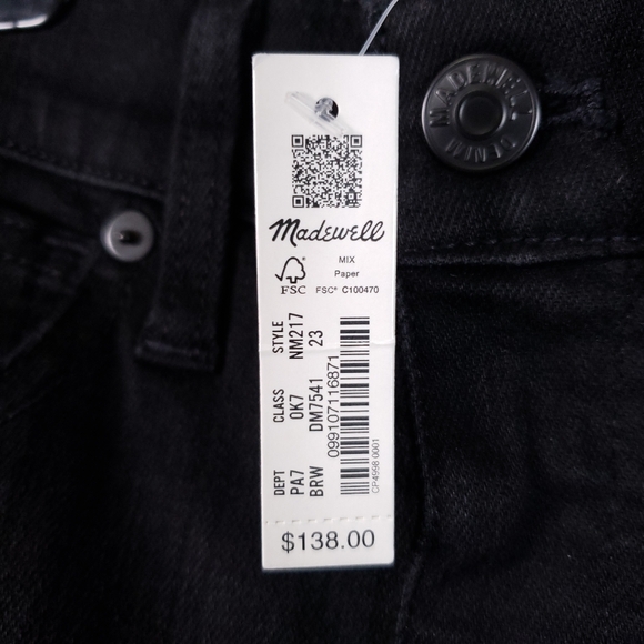 Madewell NWT Stovepipe Jeans Black Women's W23 NM217 - Picture 9 of 12